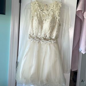 Ladies special occasion dress size Small beige dress - Elizabeth K by GLS